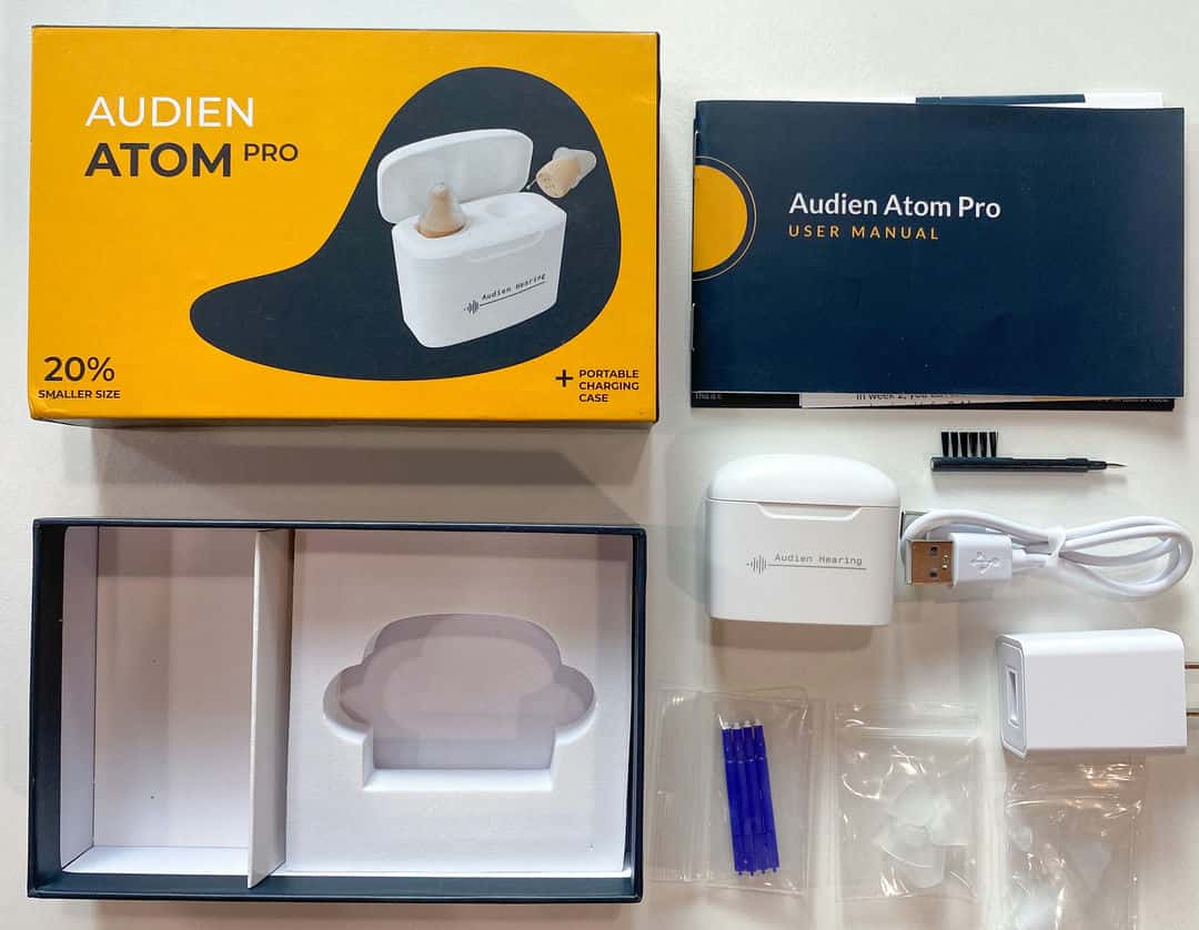 Audien hearing aids looking inside the box
