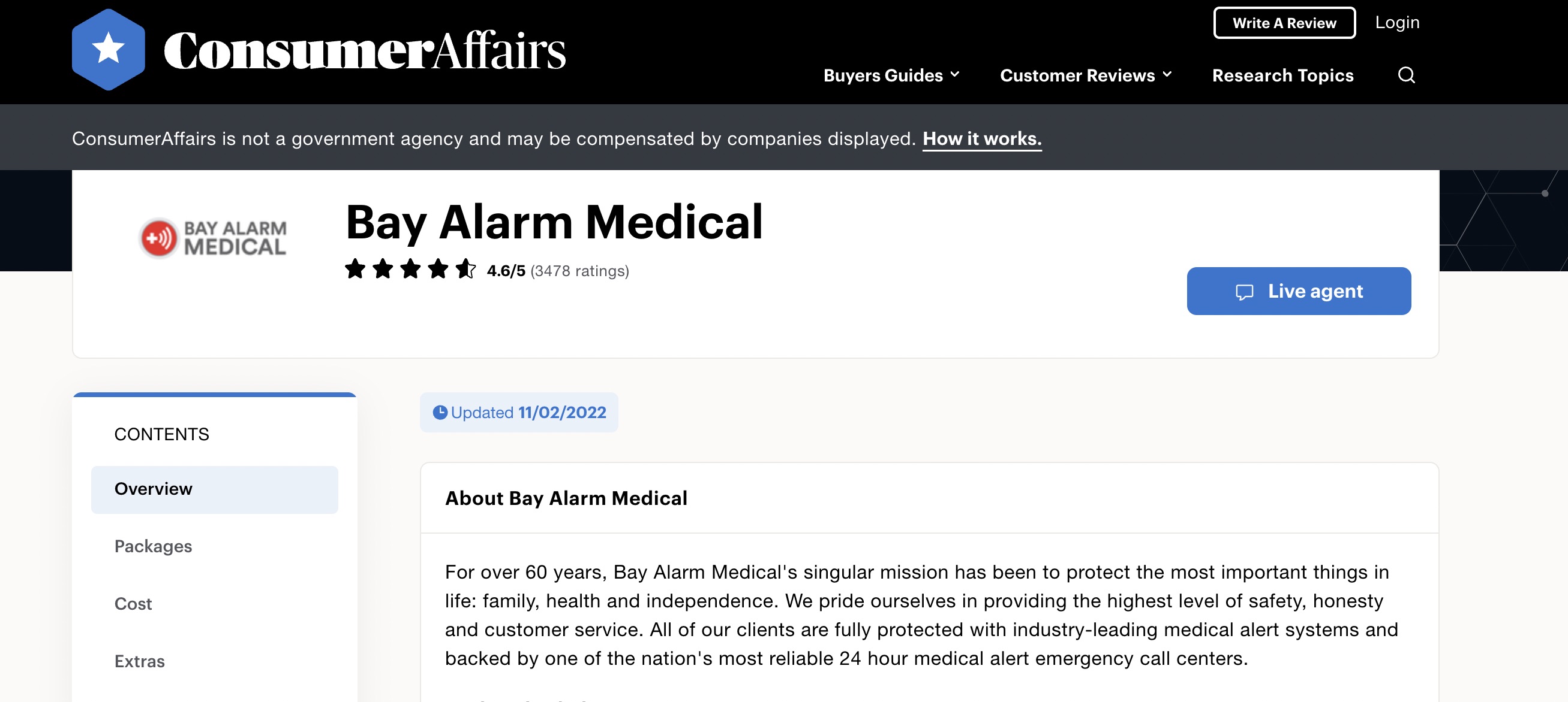 Bay Alarm Medical on Consumer Affairs