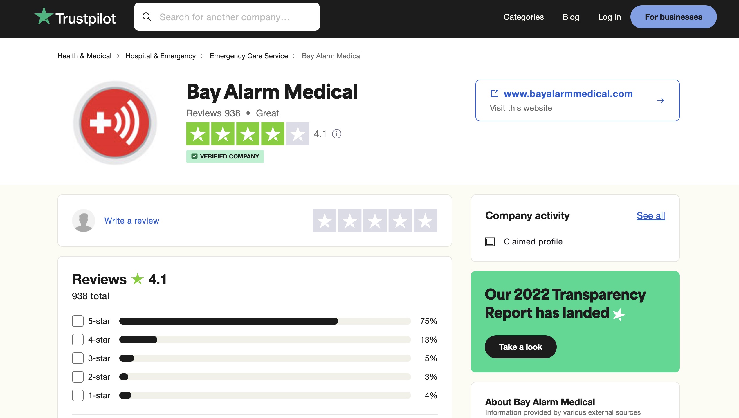 Bay Alarm Medical profile on TrustPilot