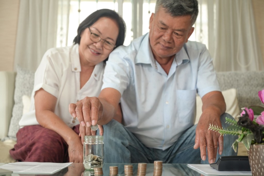 Older men and women happily save money.
