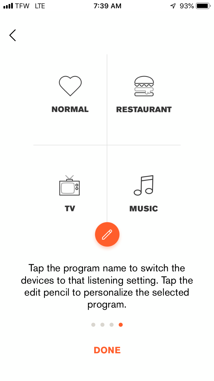 screenshot of the Eargo hearing aid app