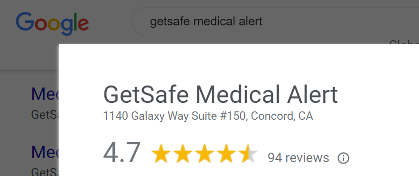 GetSafe Medical Alert profile on Google Reviews website