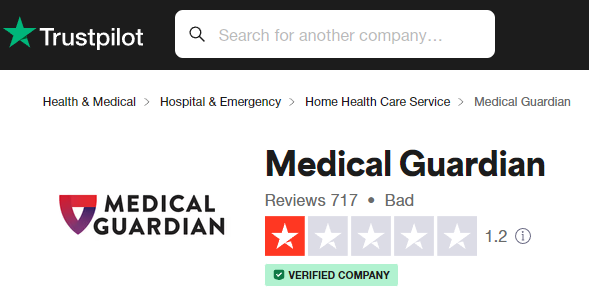 Medical Guardian profile on Trustpilot website