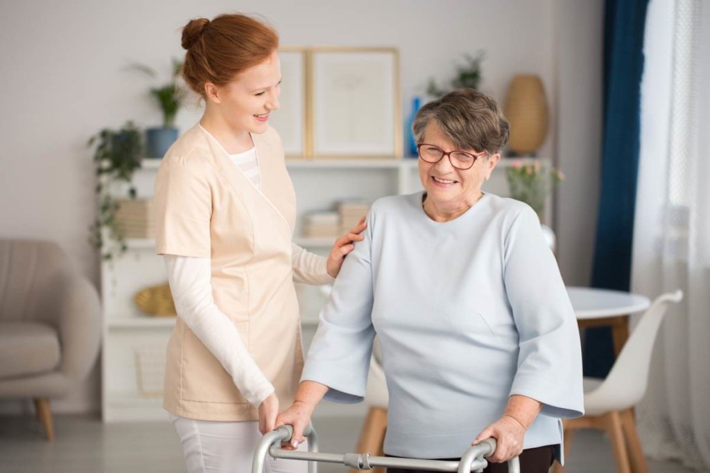 in home care giver with a senior woman