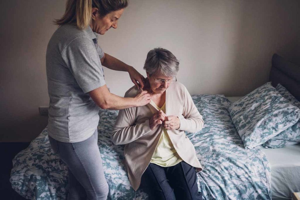older women receiving help at home