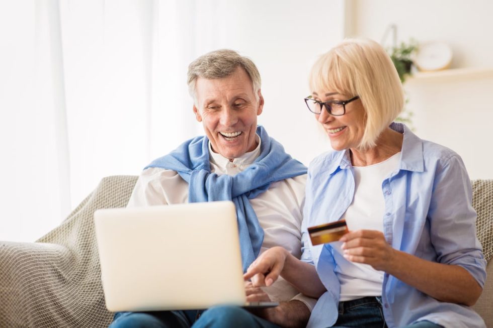 shopping online seniors pouses making purchases